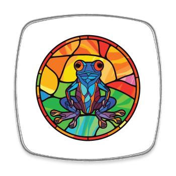 Frog Colorful Watercolor Animal Pet Illustration - Square fridge magnet - white - Front