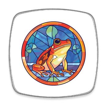 Frog Colorful Watercolor Animal Pet Illustration - Square fridge magnet - white - Front