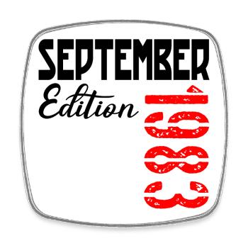43. Geburtstag September 1983 - 43 Jahre alt - Viereckiger Kühlschrankmagnet - Weiß - Vorne
