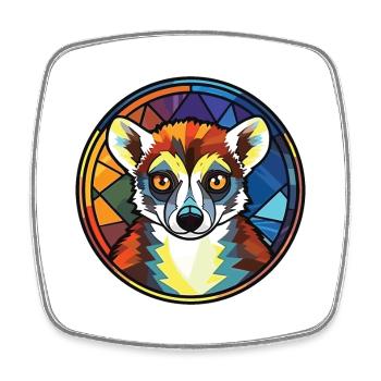 Lemur Lori Colorful Watercolor Animal Illustration - Square fridge magnet - white - Front