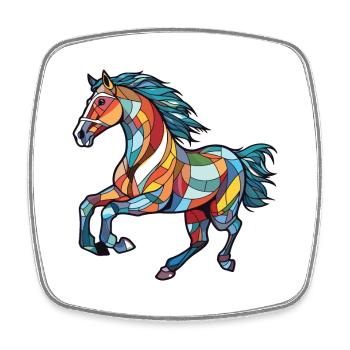Pferd Laufender Galopp Buntes Aquarell Tier - Viereckiger Kühlschrankmagnet - Weiß - Vorne