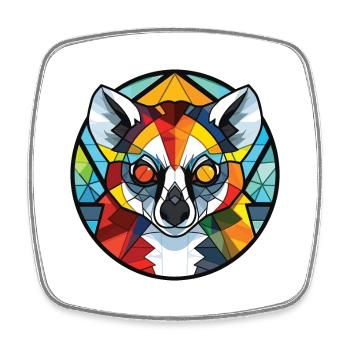 Lemur Colorful Watercolor Animal Pet Illustration - Square fridge magnet - white - Front
