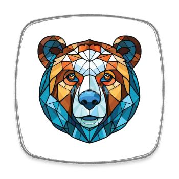 Himalayan Bear Colorful Watercolor Animal Cartoon - Square fridge magnet - white - Front