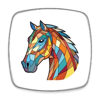 Pferd Buntes Aquarell Tier Haustier Illustration - Viereckiger Kühlschrankmagnet - Weiß - Vorne