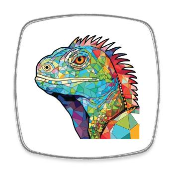 Iguana Colorful Watercolor Animal Pet Illustration - Square fridge magnet - white - Front