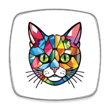 Kitten Colorful Watercolor Animal Pet Illustration - Square fridge magnet - white - Front