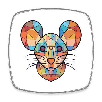 Souris Aquarelle colorée Animal Animal Illustration - Magnet carré - blanc - Devant
