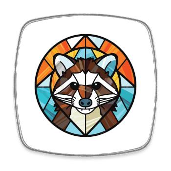Raccoon Colorful Watercolor Animal Illustration - Square fridge magnet - white - Front