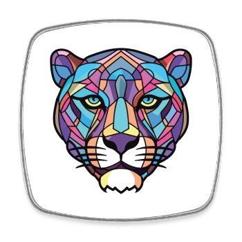 Panther Bunte Aquarell-Tierillustration - Viereckiger Kühlschrankmagnet - Weiß - Vorne