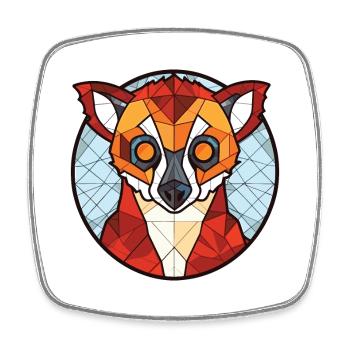 Red Vari Lemur Coloré Aquarelle Animal Cartoon - Magnet carré - blanc - Devant