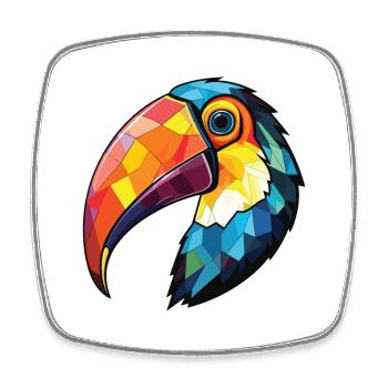 Toucan Colorful Watercolor Animal Pet Illustration - Square fridge magnet - white - Front