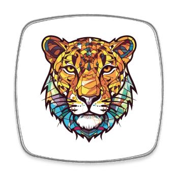 Snarling Grin Leopard Colorful Watercolor Animal - Square fridge magnet - white - Front