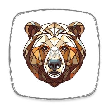 Siberian Brown Bear Colorful Watercolor Animal - Square fridge magnet - white - Front