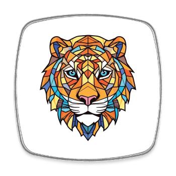 Tiger Buntes Aquarell Tier Haustier Illustration - Viereckiger Kühlschrankmagnet - Weiß - Vorne
