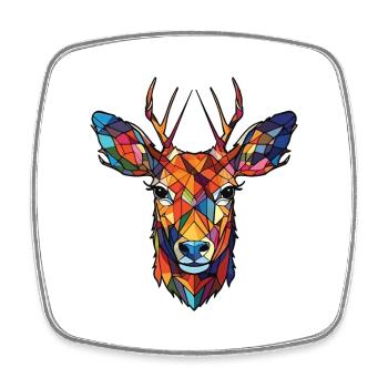 Sika Deer Colorful Watercolor Animal Illustration - Square fridge magnet - white - Front