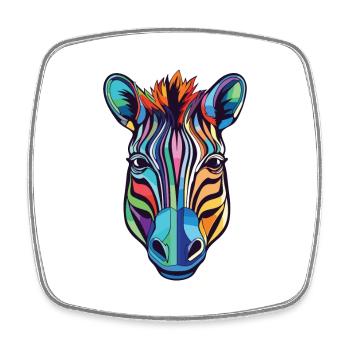 Zebra Colorful Watercolor Animal Pet Illustration - Square fridge magnet - white - Front