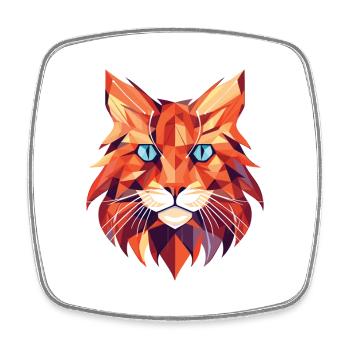 Red Maine Coon Cat Colorful Watercolor Animal Pet - Square fridge magnet - white - Front