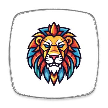 Lion rugissant coloré aquarelle animal dessin animé - Magnet carré - blanc - Devant