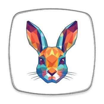 Lapin coloré aquarelle animal animal illustration - Magnet carré - blanc - Devant