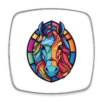 poney coloré aquarelle animal animal illustration - Magnet carré - blanc - Devant