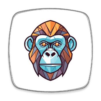 Monkey Gorilla Colorful Watercolor Animal Cartoon - Square fridge magnet - white - Front