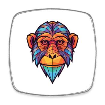 Monkey Macaque Colorful Watercolor Animal Cartoon - Square fridge magnet - white - Front