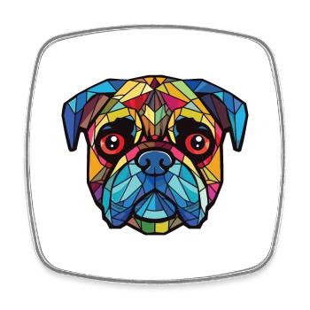Mops Buntes Aquarell Tier Haustier Illustration - Viereckiger Kühlschrankmagnet - Weiß - Vorne