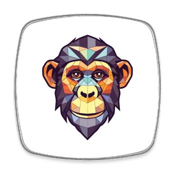 Singe Chimpanzé Aquarelle colorée Animal de compagnie - Magnet carré - blanc - Devant