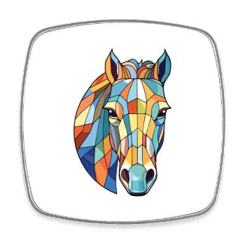 Pferd Buntes Aquarell Tier Haustier Illustration - Viereckiger Kühlschrankmagnet - Weiß - Vorne