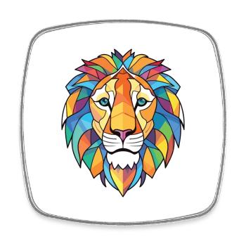 Lion Aquarelle colorée Animal Animal Illustration - Magnet carré - blanc - Devant