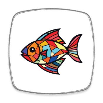 Fish Colorful Watercolor Animal Pet Illustration - Square fridge magnet - white - Front
