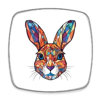 Hare Rabbit Colorful Watercolor Animal Pet Cartoon - Square fridge magnet - white - Front