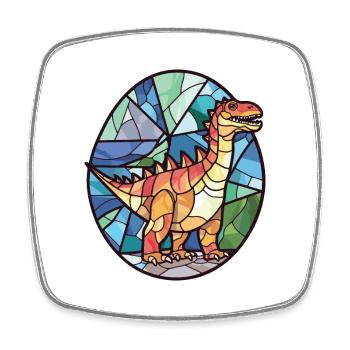 Dinosaurier Bunte Aquarell-Tierillustration - Viereckiger Kühlschrankmagnet - Weiß - Vorne