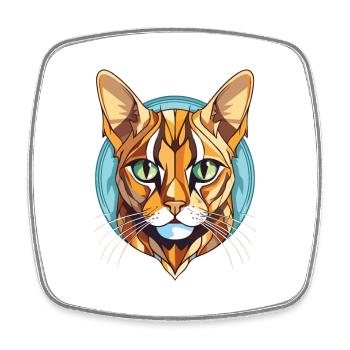Bengalkatze Bunte Aquarell-Tierillustration - Viereckiger Kühlschrankmagnet - Weiß - Vorne