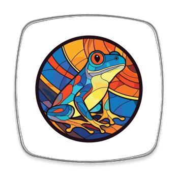 Frog Colorful Watercolor Animal Pet Illustration - Square fridge magnet - white - Front