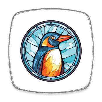 Penguin Colorful Watercolor Animal Illustration - Square fridge magnet - white - Front