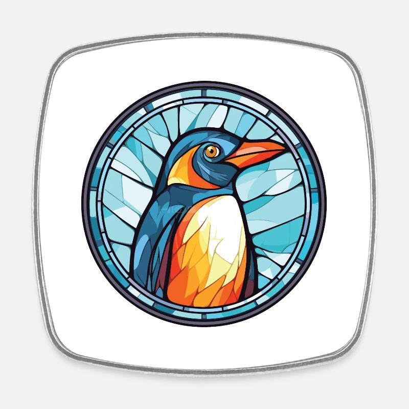 Pinguin Bunte Aquarell-Tierillustration - Viereckiger Kühlschrankmagnet - Weiß