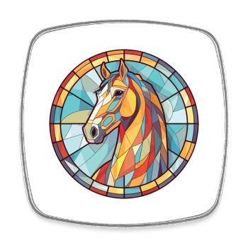 Pferd Buntes Aquarell Tier Haustier Illustration - Viereckiger Kühlschrankmagnet - Weiß - Vorne