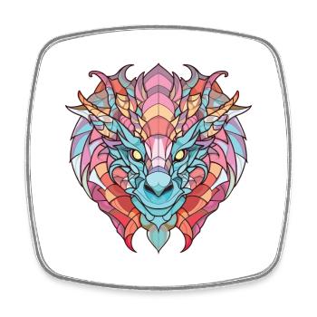 Drache Buntes Aquarell Tier Haustier Illustration - Viereckiger Kühlschrankmagnet - Weiß - Vorne