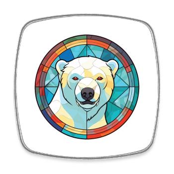 Polar Bear Colorful Watercolor Animal Illustration - Square fridge magnet - white - Front