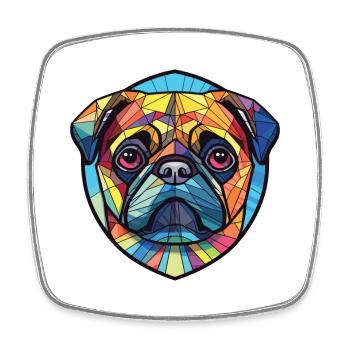 Pug Dog Aquarelle colorée Illustration d’animaux - Magnet carré - blanc - Devant