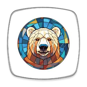 Bear Colorful Watercolor Animal Pet Illustration - Square fridge magnet - white - Front