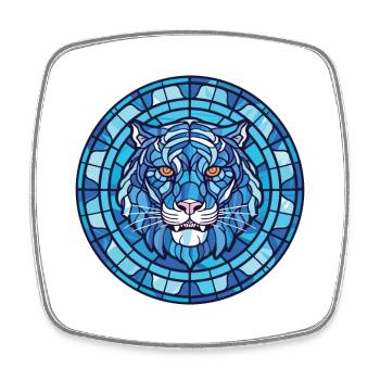 Blauer aquatischer Tiger Buntes Aquarell Tier Haustier - Viereckiger Kühlschrankmagnet - Weiß - Vorne