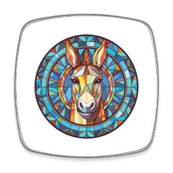 Donkey Colorful Watercolor Animal Pet Illustration - Square fridge magnet - white - Front