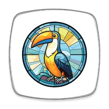 Toucan Colorful Watercolor Animal Pet Illustration - Square fridge magnet - white - Front
