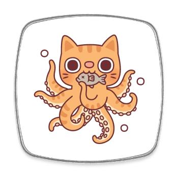 Cute Octopus Cat Funny - Square fridge magnet - white - Front