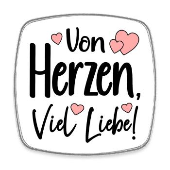 ACHTSAMKEIT BEZIEHUNG - VON HERZEN VIEL LIEBE - Viereckiger Kühlschrankmagnet - Weiß - Vorne