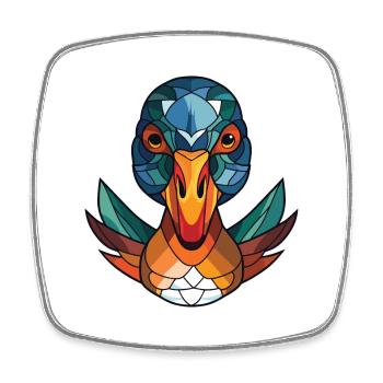 Mandarin Duck Colorful Watercolor Animal Cartoon - Square fridge magnet - white - Front