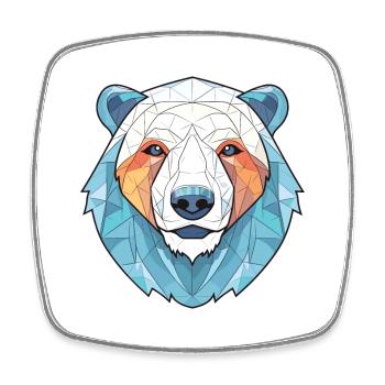 Eisbär Bunte Aquarell-Tierillustration - Viereckiger Kühlschrankmagnet - Weiß - Vorne
