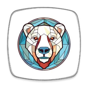 Eisbär Bunte Aquarell-Tierillustration - Viereckiger Kühlschrankmagnet - Weiß - Vorne